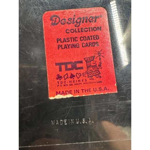 VTG TDC Plastic Coated Playing Cards MCM Floral Peacock Print Two Complete Decks - Picture 5 of 5